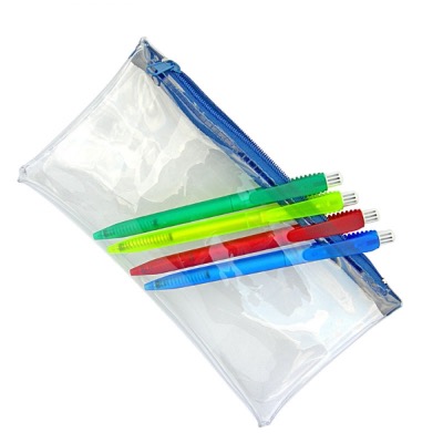 Image of PVC Pencil Case - Clear (Blue Zip)