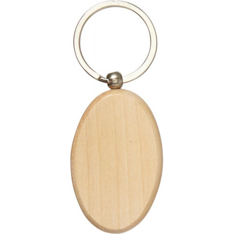 Image of Oval wooden key holder with metal ring