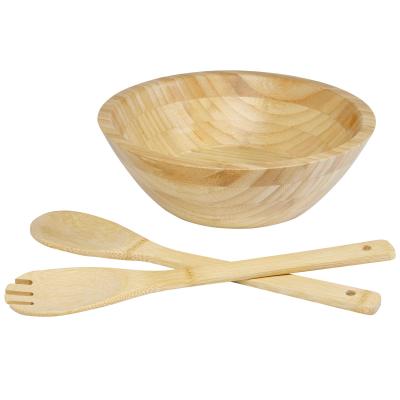 Image of Argulls bamboo salad bowl and tools